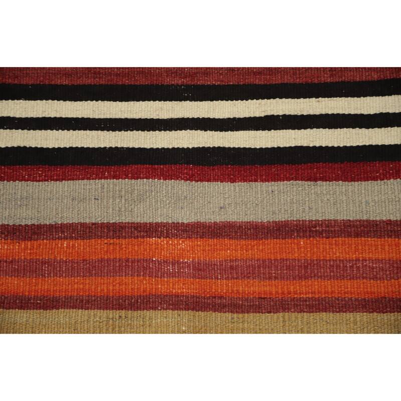 Hand Woven Oriental 100% Wool Carpet Southwestern Geometric Oranges & Rust Kilim Area Rug - 10' 1'' X 4' 11''