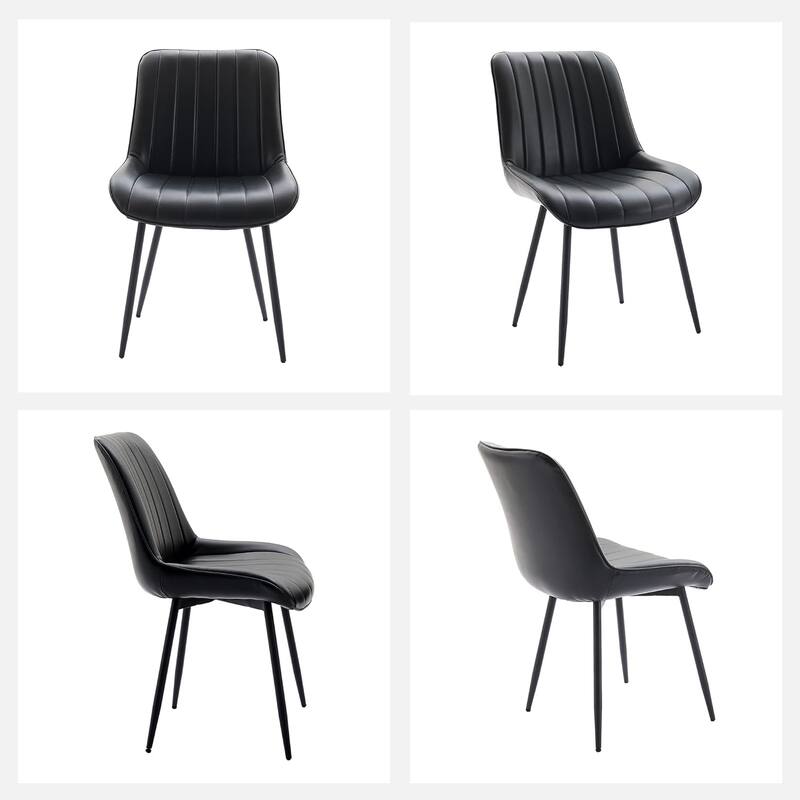 Upholstered Dining Chairs Set of 2, Modern Faux Leather Kitchen Chair with Padded Seat