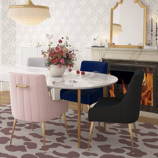 Irina Dining Chair Modern Easy Clean Velvet Upholstered Side Chair With Brushed Gold Leg Overstock 32014934