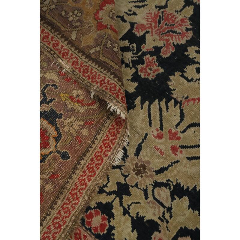 Hand Knotted Oriental 100% Wool Carpet Traditional Floral Black Karabagh Area Rug - 18' 7'' X 6' 7''