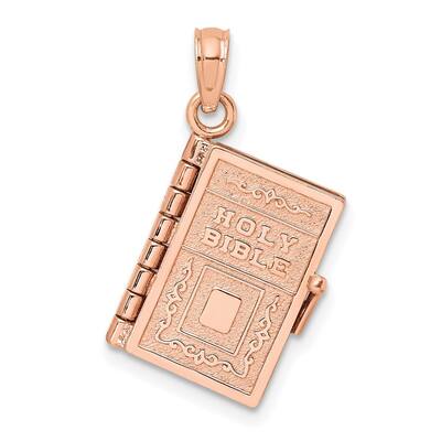14k Rose Gold 3-D Holy Bible Lord's Prayer Moveable Charm