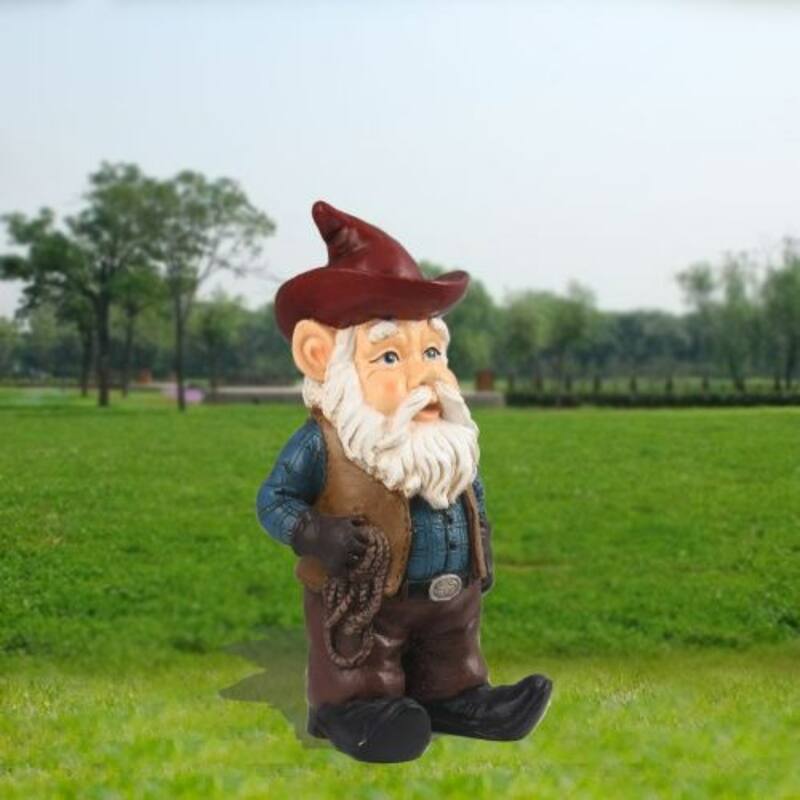 10.25" Cowboy Gnome Outdoor Garden Statue