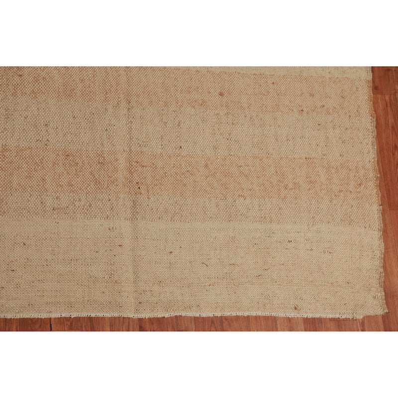 Hand Woven Oriental 100% Jute Carpet Southwestern Modern Beige & Ivories Kilim Area Rug - 12' 6'' X 10' 11''