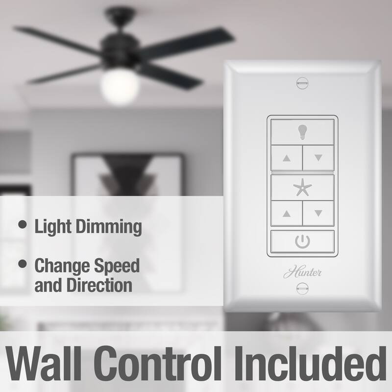 Hunter 52" Hepburn Ceiling Fan with LED Light Kit and Wall Control - Vintage, Mid-Century Modern, Transitional