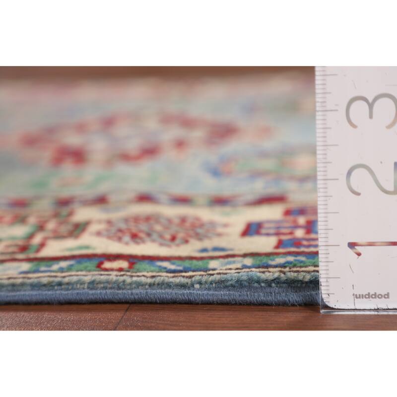 Light Blue Kazak Accent Rug Hand-Knotted Bedroom Wool Carpet - 2'7" x 3'10"