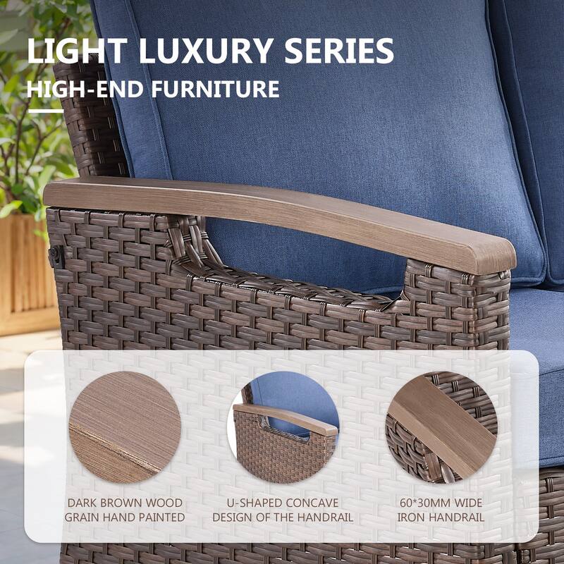 Gymojoy 74'' 3-Seat Outdoor Durable Patio Sofa with Water-Resistant Olefin Fabric Cushions