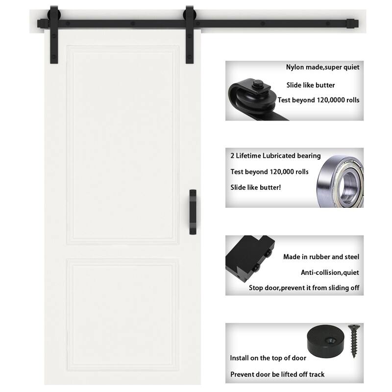 Sliding Barn Door Hardware Track Kit for Single Door J Style Rollers