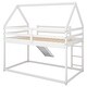 preview thumbnail 10 of 11, Twin House Bunk Bed with Slide and Ladder, Solid Pine Wood Frame, White