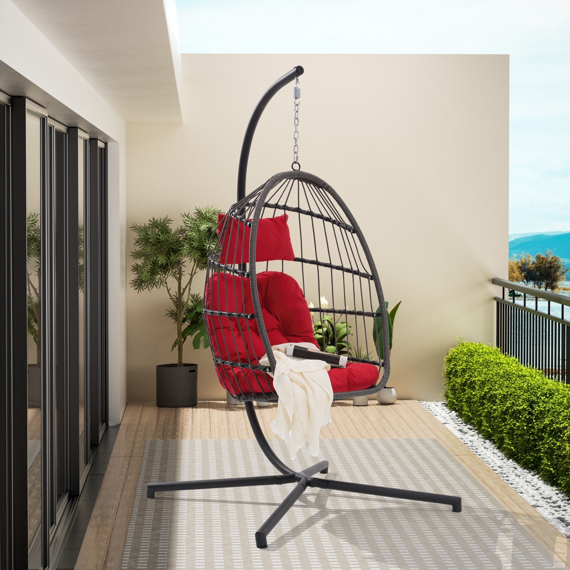 PE Rattan Egg Chair Garden Hanging Chair Bird's Nest Hanging