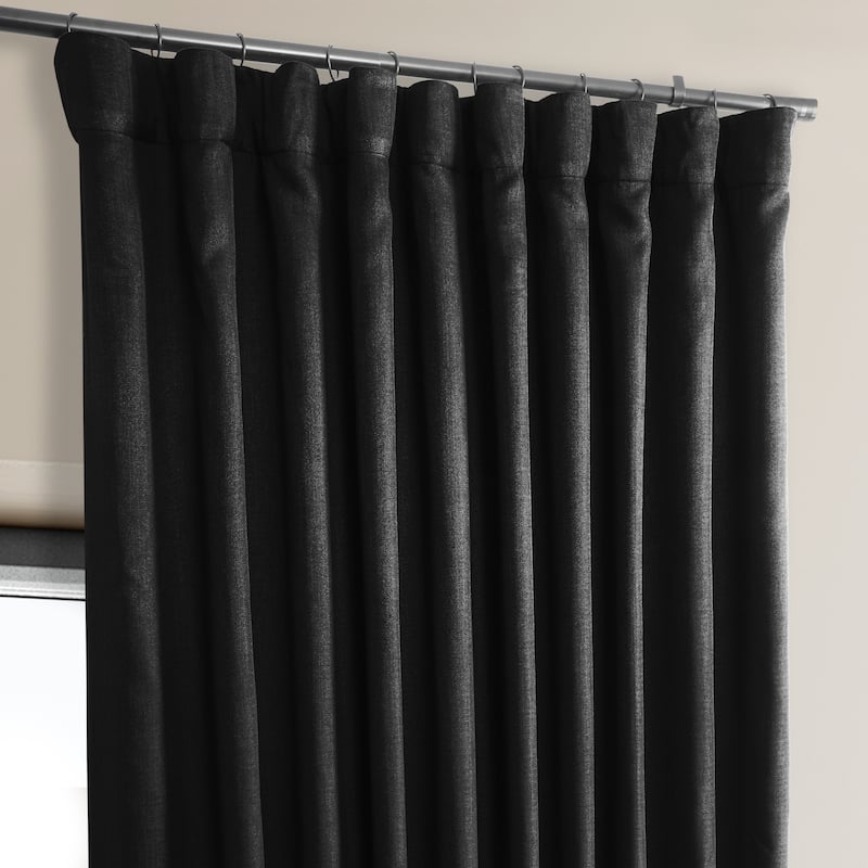 Exclusive Fabrics Faux Linen Extra Wide Room Darkening Curtains Panel - Versatile Privacy Drapery for Wide Windows (1 Panel)