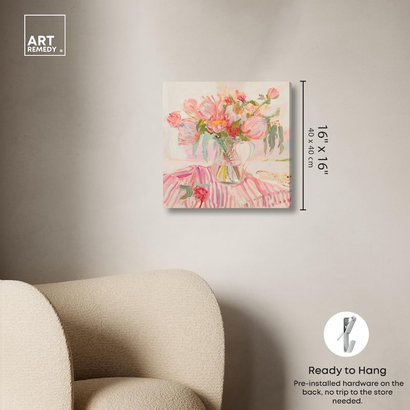 Candy Stripe Bloom Canvas by Art Remedy, Gallery Wrapped