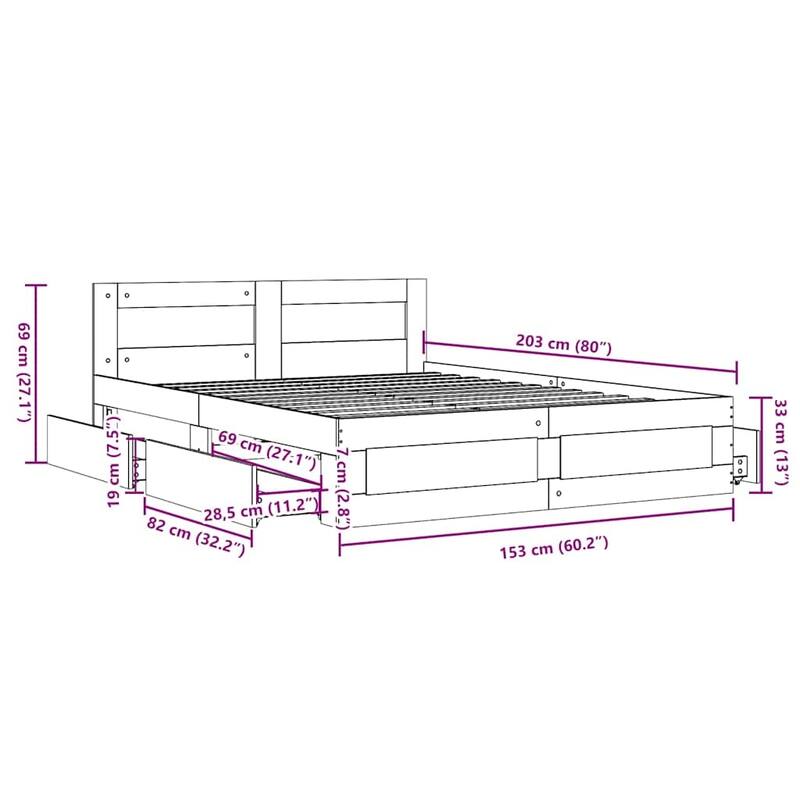 vidaXL Bed Frame 2 pcs Engineered Wood