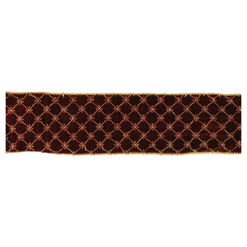 Holiday Wired Ribbon 2 Pack Diamond Pattern for Gift Wrapping - 180” x 4” x 0.25 - Red-Gold