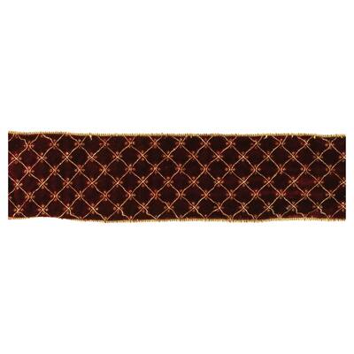 Ornate Diamond Pattern Wired Ribbon (Set of 2) - N/A