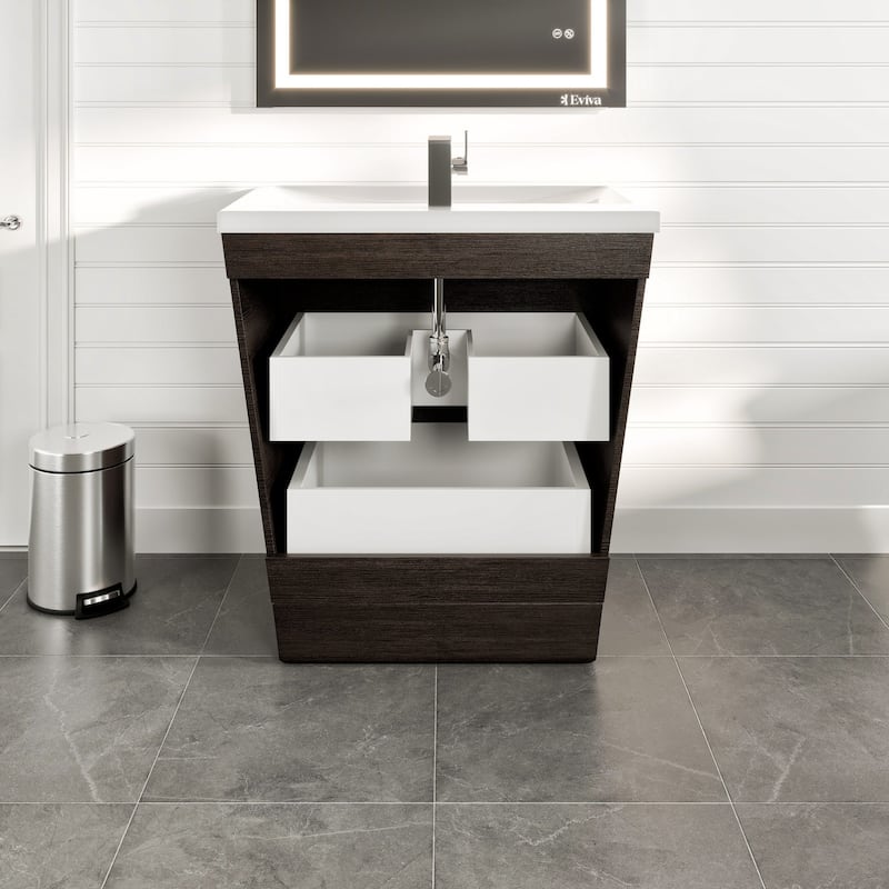 Victoria 32 in. Chestnut Bath Vanity with Integrated Acrylic Sink