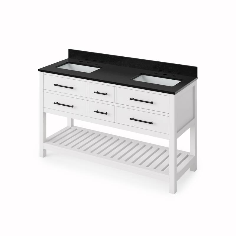 Jeffrey Alexander VKITWAV60R-GRANITE Wavecrest II 60" Free Standing - White / Black - Painted