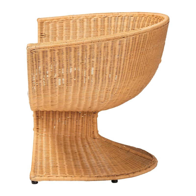 Reya Natural Rattan Lounge Chair - Handwoven Wicker Accent Seating with Pedestal Base for Modern Boho Spaces