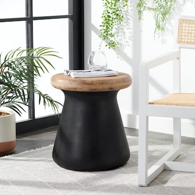 SAFAVIEH Muriele Indoor/ Outdoor Modern Black Concrete Round Accent Table - 16.5" W x 16.5" L x 18.1" H - 17Wx17Dx18H