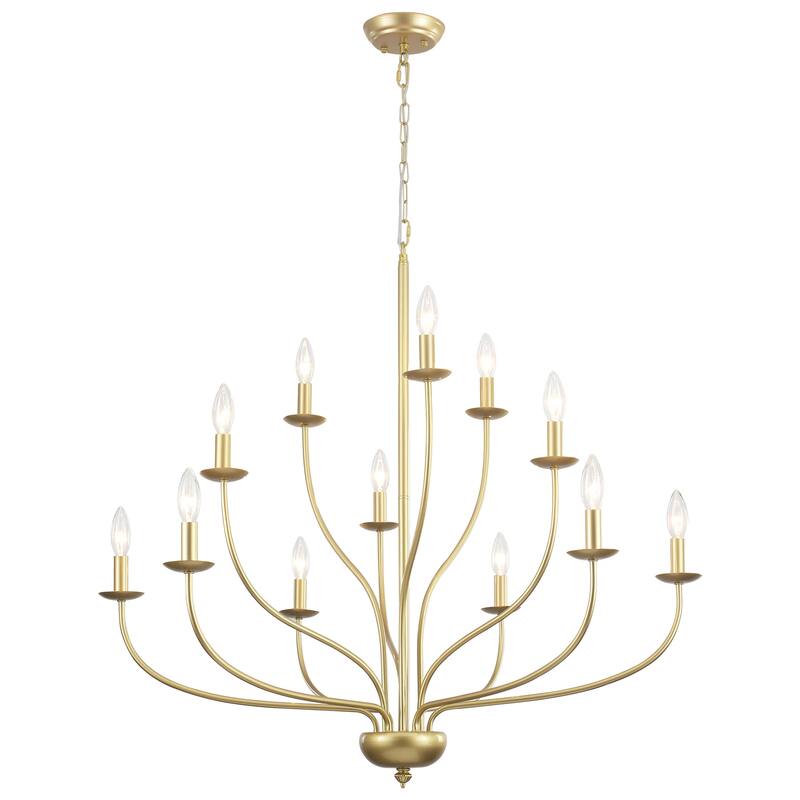 12-Light Candlestick Hanging Linear Chandelier Lighting 3-Tier Ceiling Light Fixture for Kitchen Island