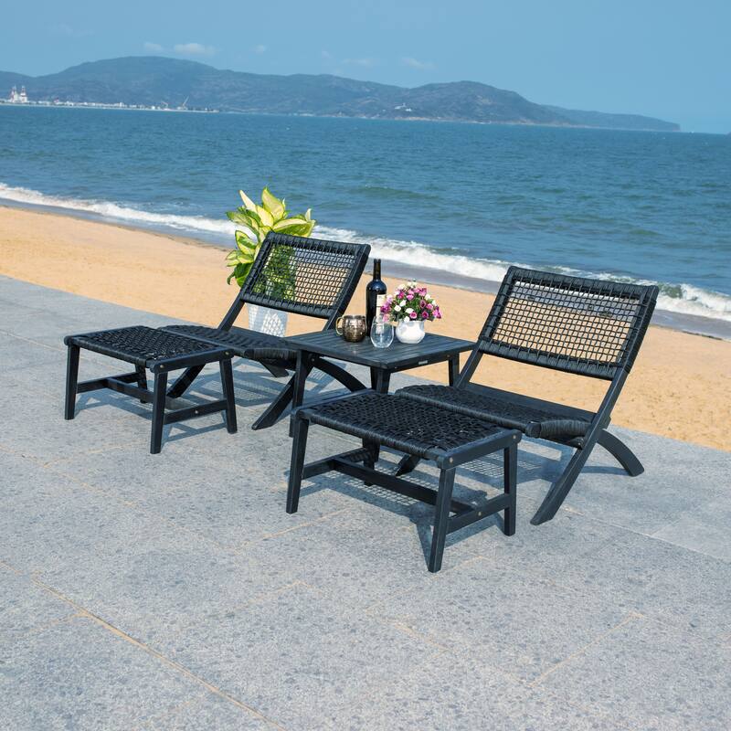 SAFAVIEH Lissy Acacia/ Rope Outdoor Chair & Table Set - 24W x 28D x 31H