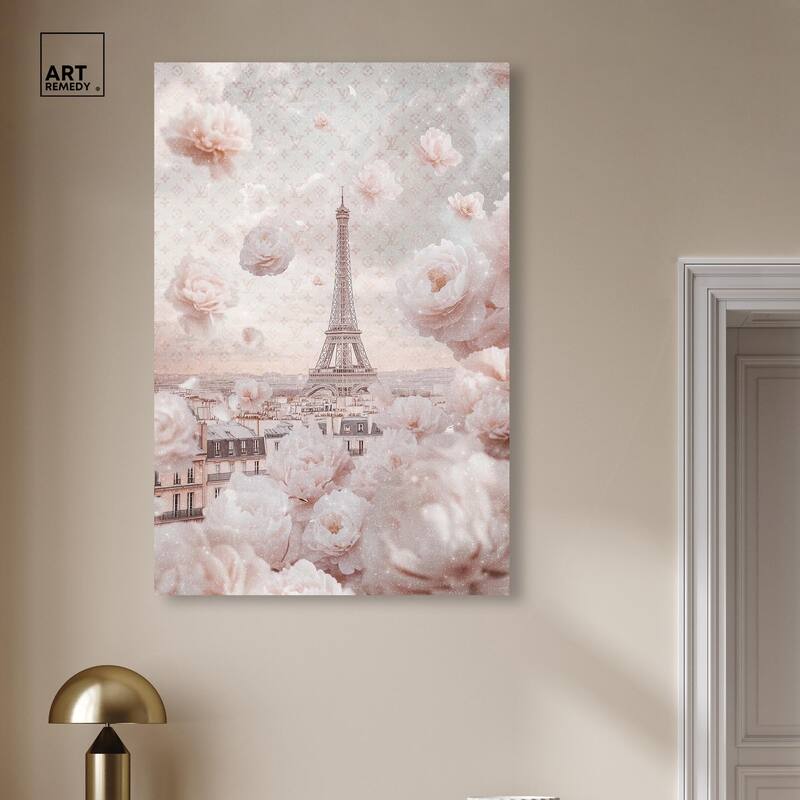 Raining Petals in Paris Canvas by Art Remedy, Gallery Wrapped