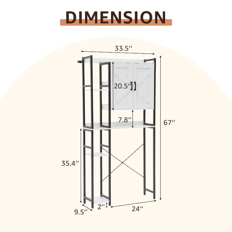 Over The Toilet Storage Cabinet Bathroom Organizer with Double Doors