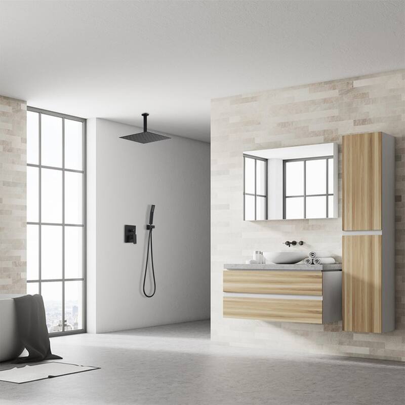 Shower Faucets Sets Complete Shower System 16 Inches Rain Shower Head with Handheld Shower Valve