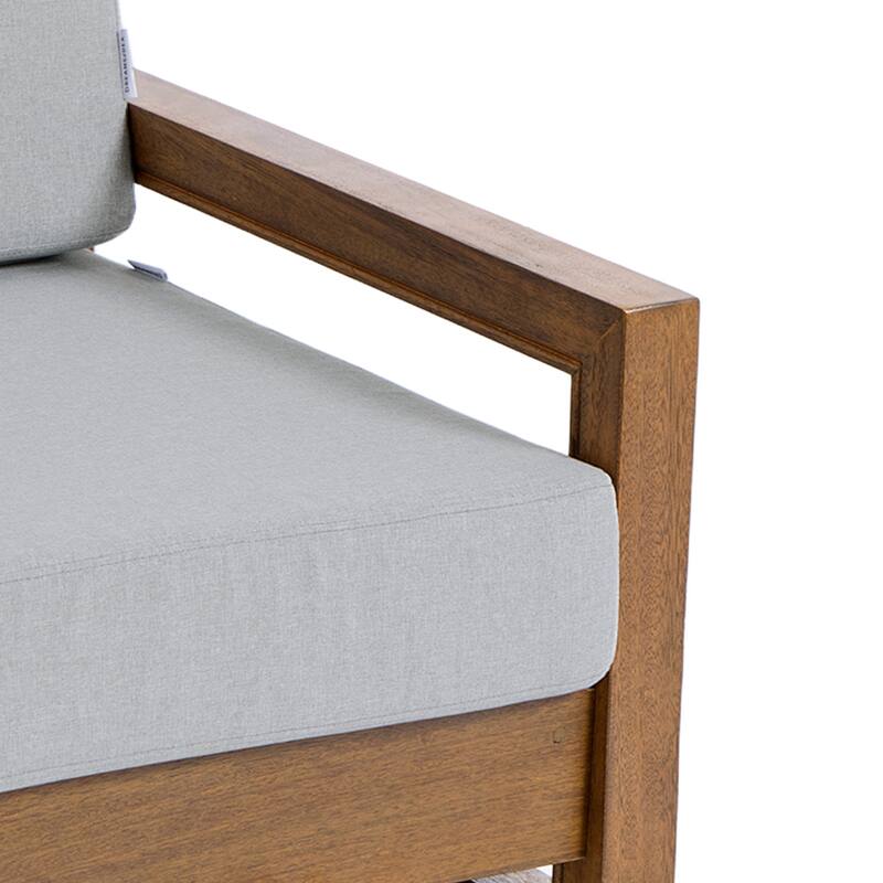 Patio Teak Wood Outdoor Arm Chair with Cushion