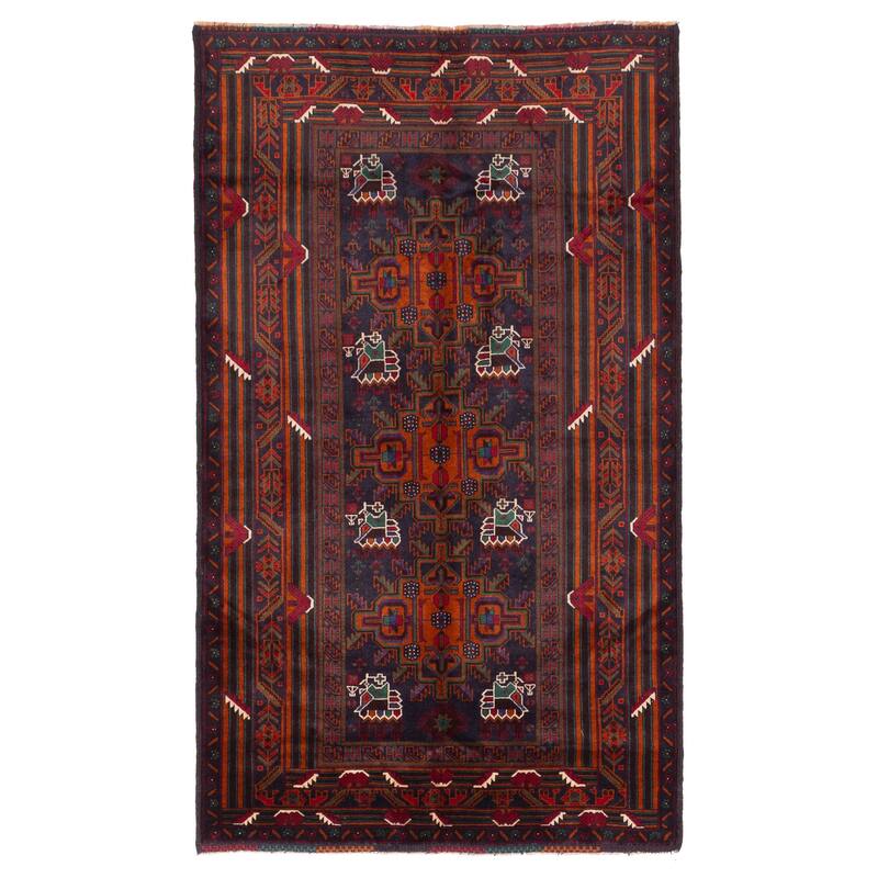 ECARPETGALLERY Hand-knotted Teimani Dark Navy Wool Rug - 3'10 x 6'5