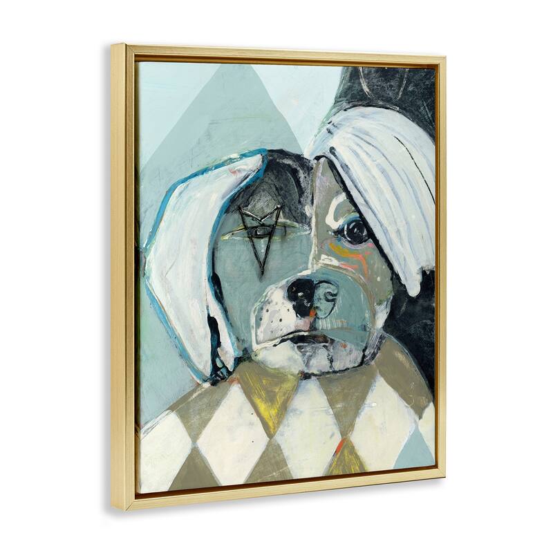 Stupell Abstract Dog Face Portrait Framed Floater Canvas Wall Art Design By Stacy Milrany