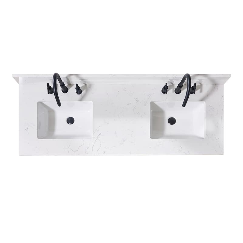 Altair Trento Bathroom Vanity Countertop in Aosta White Finish Without Vanity - 61"