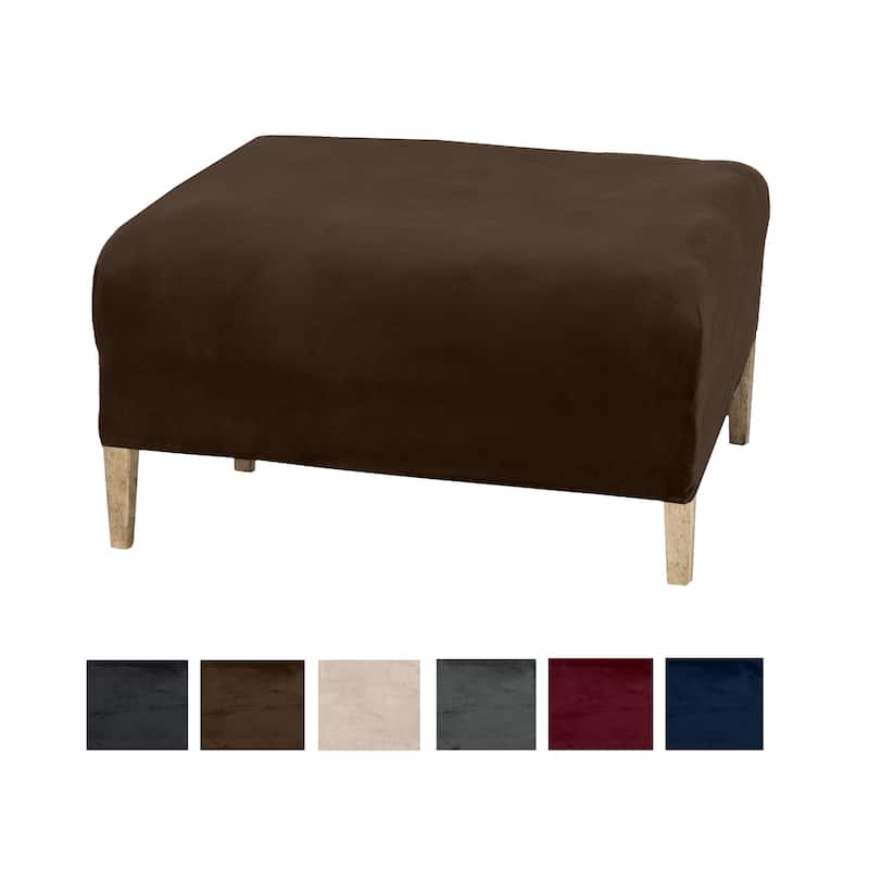 Premium Stretch Velvet-Plush Ottoman Slipcover