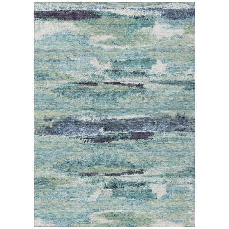 Machine Washable Indoor/ Outdoor Abstract Modern Chantille Rug