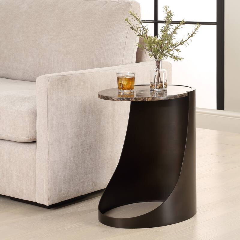Sleek Round Top Side Table - 22" - Chocolate Brown