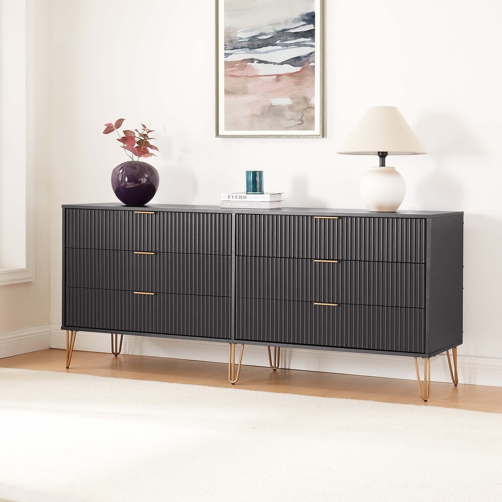 Manhattan Comfort2-Piece DUMBO Modern 5-Drawer Tall Dresser and DUMBO Modern 6-Drawer Double Low Dresser in Olive Green Manhattan Comfort2-Piece DUMBO Modern 5-Drawer Tall Dresser and DUMBO Modern 6-Drawer Double Low Dresser in Olive Green