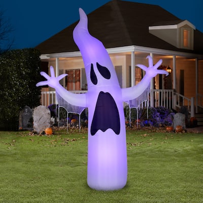 Gemmy Lightshow Airblown ShortCircuit Ghoul Ghost Giant (Black Light) , 12 ft Tall, white