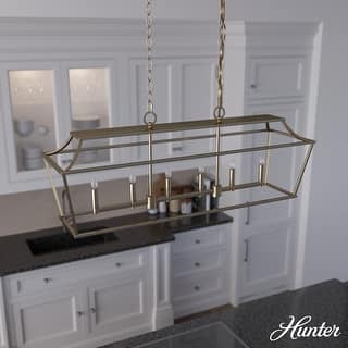 Hunter Laurel Ridge 6-Light Linear Chandelier - Kitchen Island, Dining Room - Modern Farmhouse, Candle, Industrial, Transitional