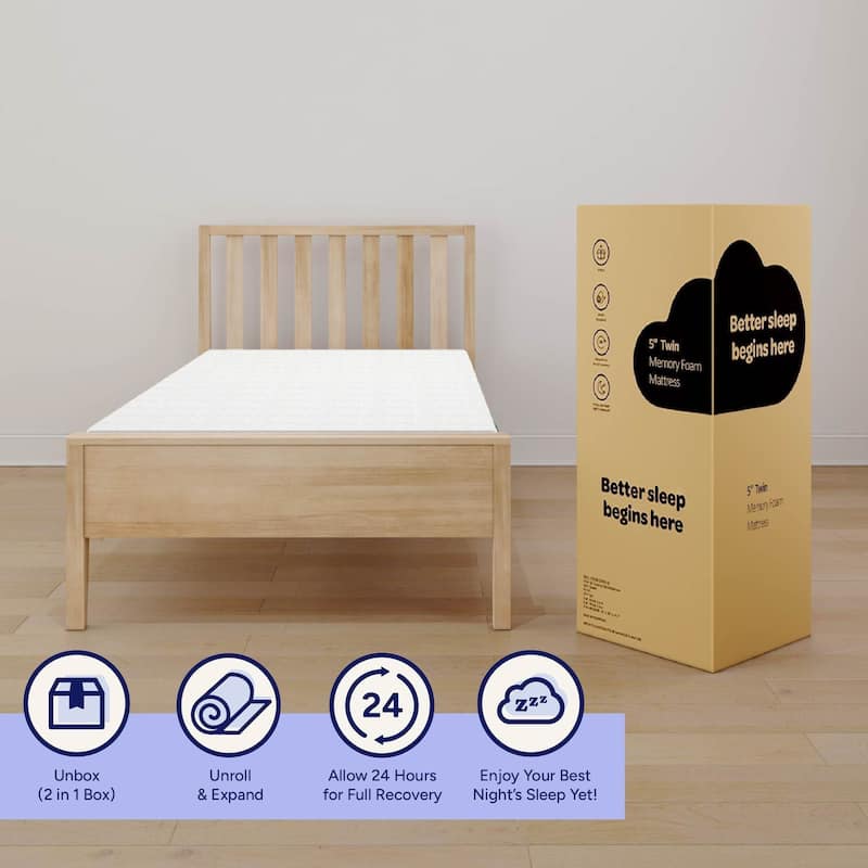 Max and Lily 5" Memory Foam Mattress Twin - Set of 2