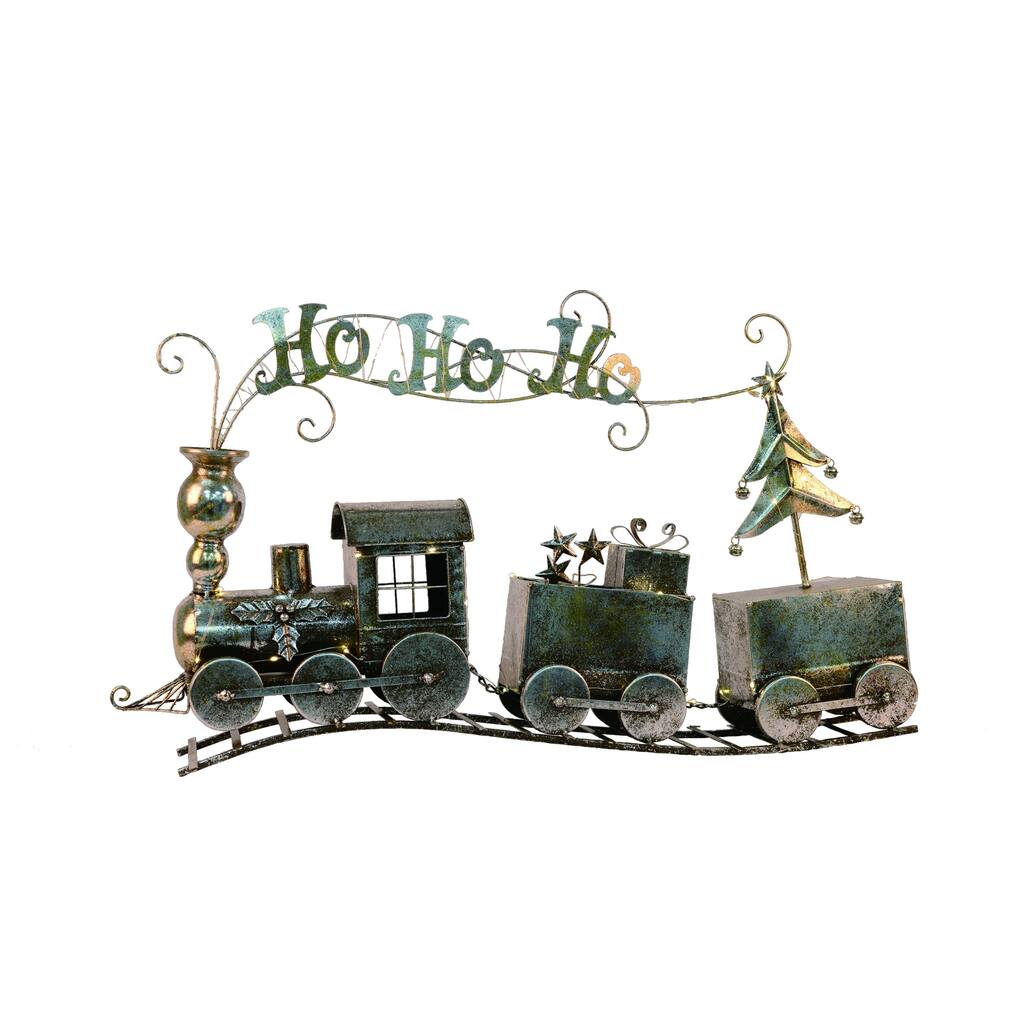 Transpac Metal 37 in. Silver Christmas Light Up Train