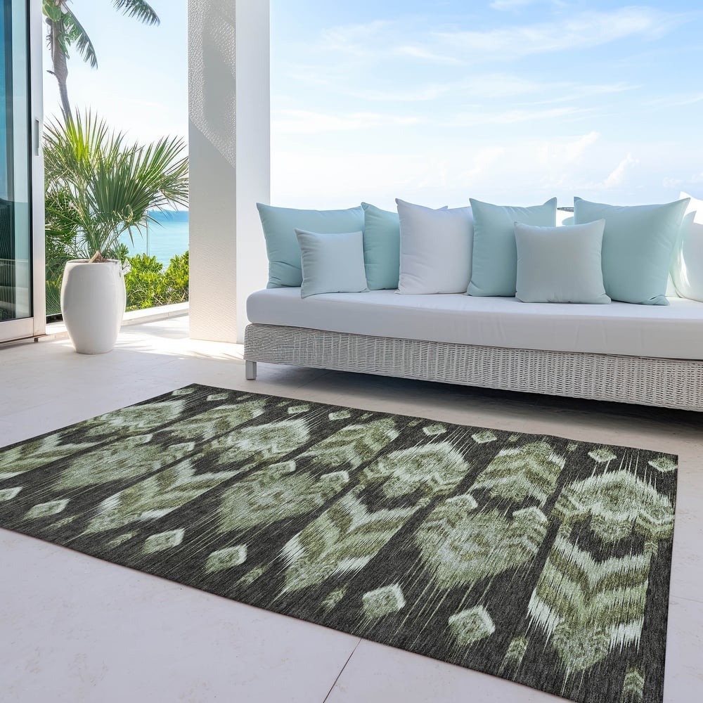 Machine Washable Indoor/ Outdoor Chantille Abstract Boho Rug