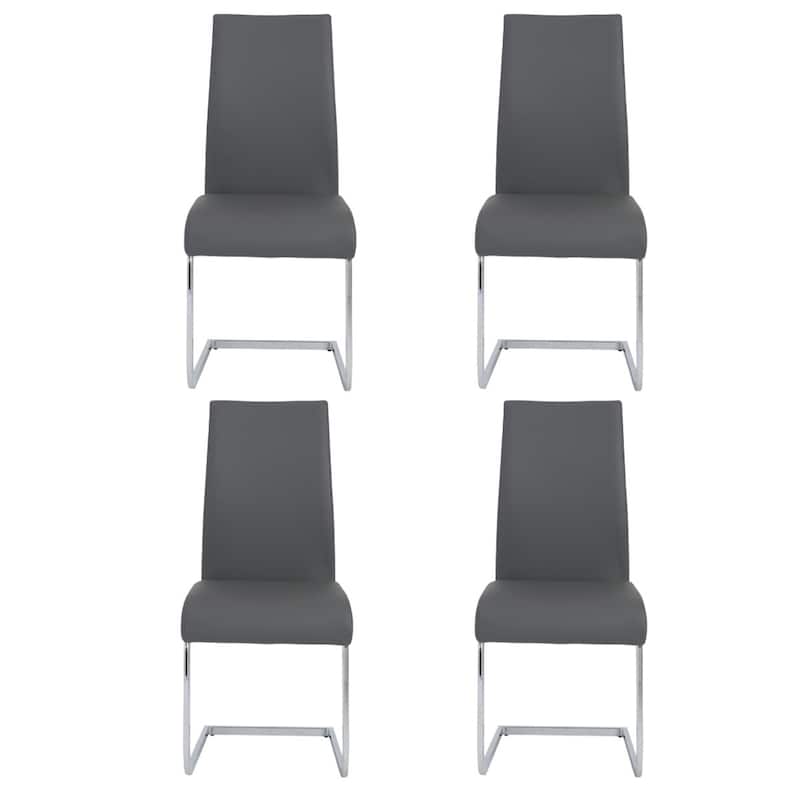 Set of Four Black Faux Faux Leather Long Back Cantilever Chairs