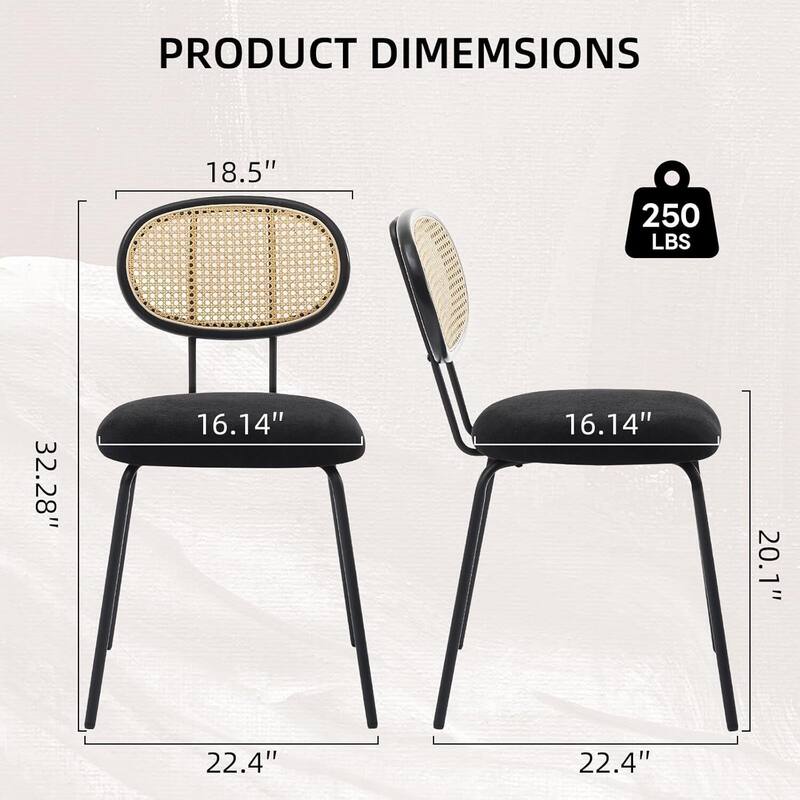 Set of 2 Modern Upholstered Kitchen Metal Dining Chairs for Dining Room