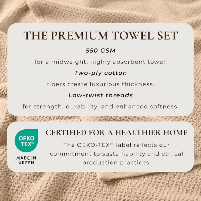 100% Cotton Acacia Collection Ultra Absorbant Popcorn Bath Towels