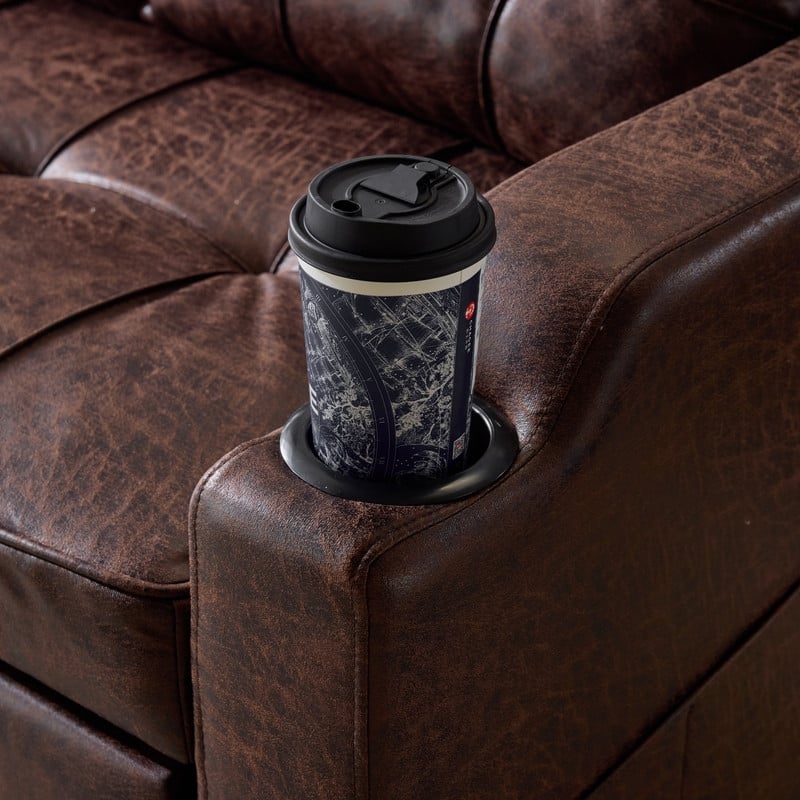 Upholstered Cat's Claw Leather Convertible Reclining Sleeper Sofa Bed With Cushions For Small Spaces