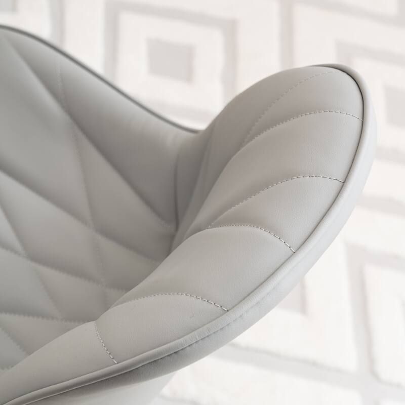 Armless Swivel Office Chair, Faux Leather Task Chairs with Wheels