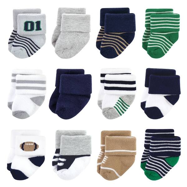 slide 1 of 1, Little Treasure Infant Boy Newborn Socks, Football 0-6 Months - Football 12-Pack