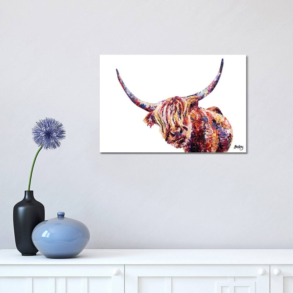 iCanvas "Olivia's Highland Cow" by Becksy Canvas Print