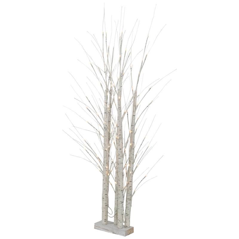 4' LED Lighted White Birch Twig Tree Cluster Christmas Decoration