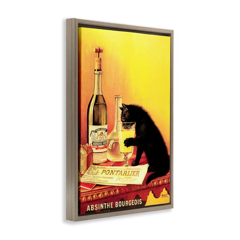 Stupell Vintage Cat & Absinthe Framed Floater Canvas Wall Art Design By Marcus Jules