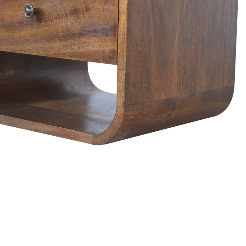 Artisan Furniture Solid Wood Chestnut Curve 2 Drawer Nightsand, Brown with 1 Shelf